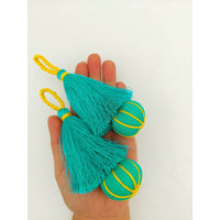 Thumbnail for Caribbean Green and Yellow Pumpkin Tassels, Latkan, Indian Tassels
