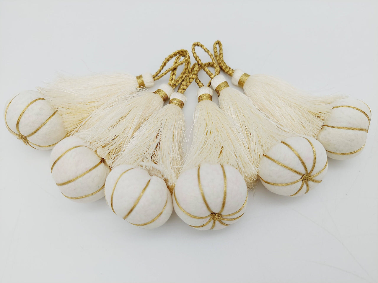 Beige and Gold Pumpkin Tassels, Latkan, Indian Tassels