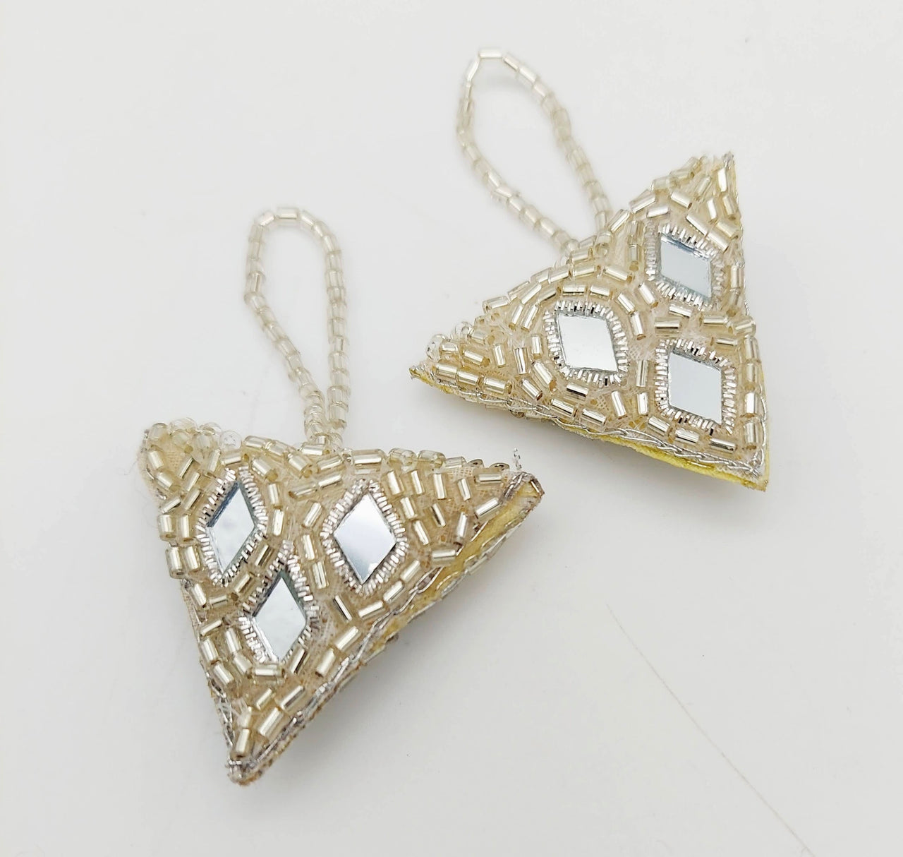 Light Gold Beaded Mirror Tassels Latkan, Bridal Tassels, Decorative Tassels