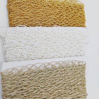 Thumbnail for White Hand Embroidered Fringe Lace Trim With White Bugle Beads, Fringe Trim, Beaded Fringing