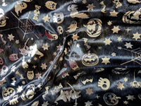 Thumbnail for Black And Silver Halloween Pumpkin, Witch, Bats Foil Fabric