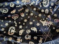 Thumbnail for Black And Silver Halloween Pumpkin, Witch, Bats Foil Fabric