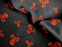 Thumbnail for Black And Red Skull Crossbone Bi-Stretch Fabric, Halloween Fabric, Sewing Fabric