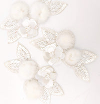 Thumbnail for White Hand Embroidered Floral Applique, Beaded and Sequins Applique Wedding Bridal Accessories