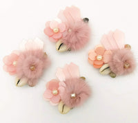 Thumbnail for Hand Embroidered Pink Applique With Cowrie Shell, Sequins,Pearl and Feather Pom Pom