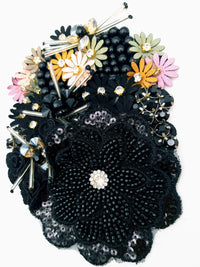 Thumbnail for Black Hand Embroidered Floral Applique With Beads, Rhinestones,Bugle Beads