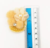 Thumbnail for Hand Embroidered Beige And White Floral Applique, 2 Pcs
