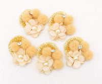 Thumbnail for Hand Embroidered Beige And White Floral Applique, 2 Pcs