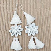 Thumbnail for Set of 2 Off White Floral Tassels, Indian Tassels, Boho Chic Tassels