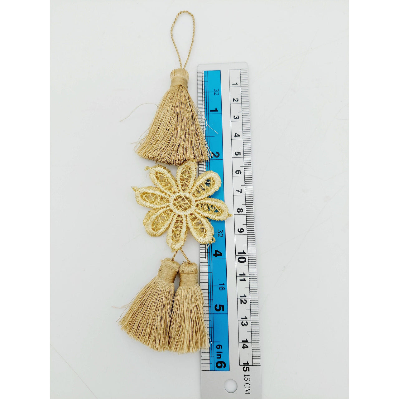 Set of 2 Light Brown Floral Tassels, Indian Tassels, Boho Chic Tassels