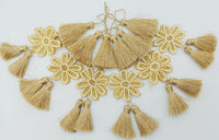 Thumbnail for Set of 2 Light Brown Floral Tassels, Indian Tassels, Boho Chic Tassels