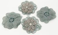 Thumbnail for Grey Hand Embroidered Floral Applique With Beads, Crochet Cut Dana Applique, Beaded Flower Motifs