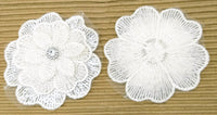 Thumbnail for White Hand Embroidered Floral Applique With Beads, Crochet Cut Dana Applique, Beaded Flower Motifs