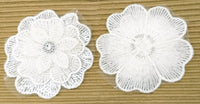 Thumbnail for White Hand Embroidered Floral Applique With Beads, Crochet Cut Dana Applique, Beaded Flower Motifs