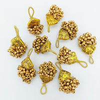 Thumbnail for Gold Engraved Diamond Charm With Flatback, Beaded Tassels Latkan, Indian Latkans