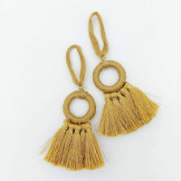 Thumbnail for Set of 2 Brown Hoop Tassels, Indian Tassels, Boho Chic Tassels
