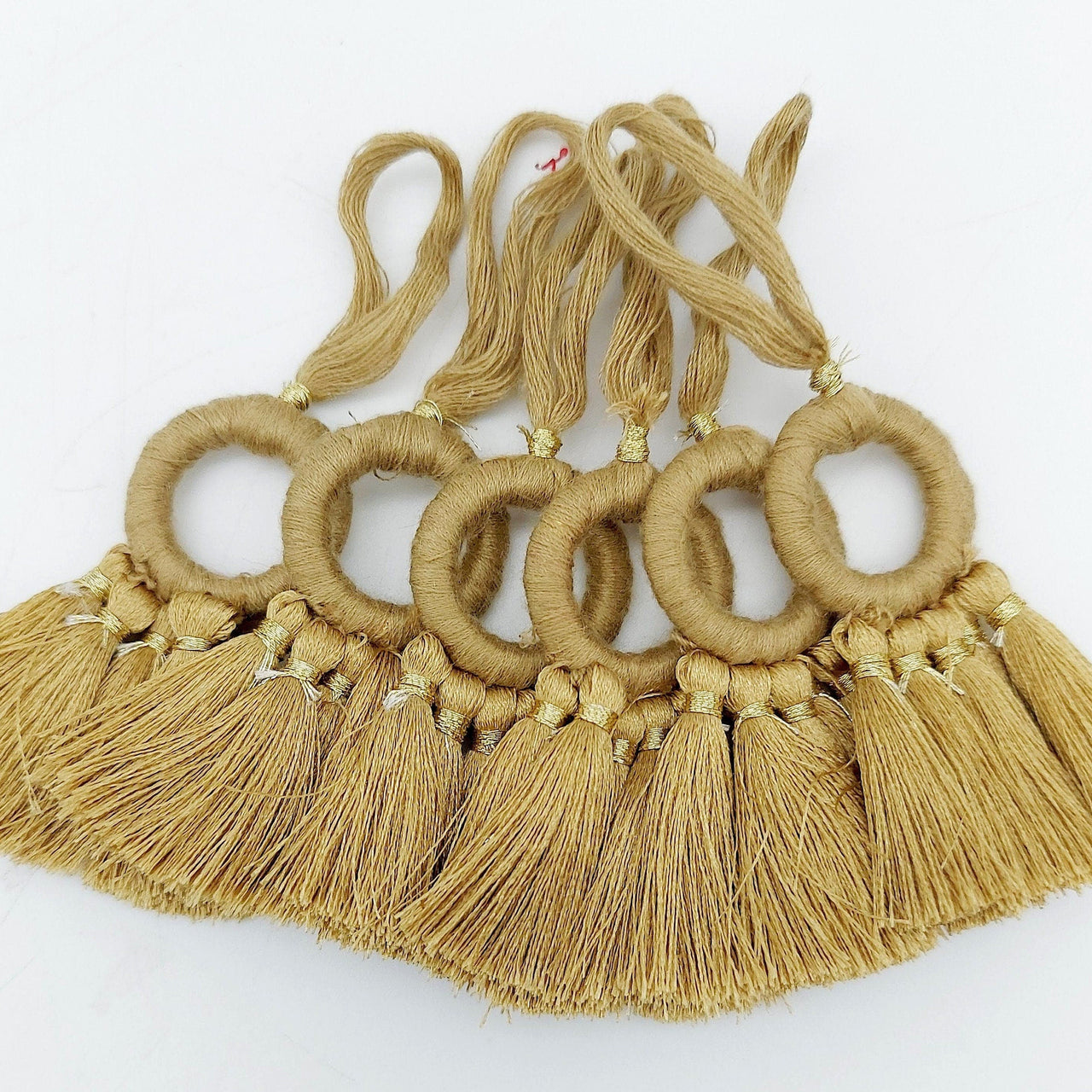 Set of 2 Brown Hoop Tassels, Indian Tassels, Boho Chic Tassels