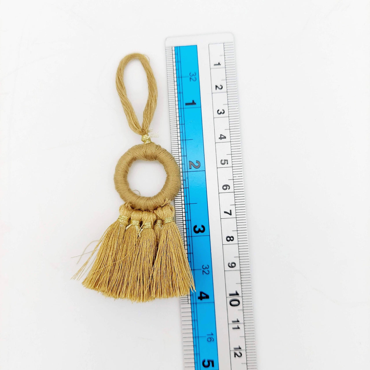 Set of 2 Brown Hoop Tassels, Indian Tassels, Boho Chic Tassels
