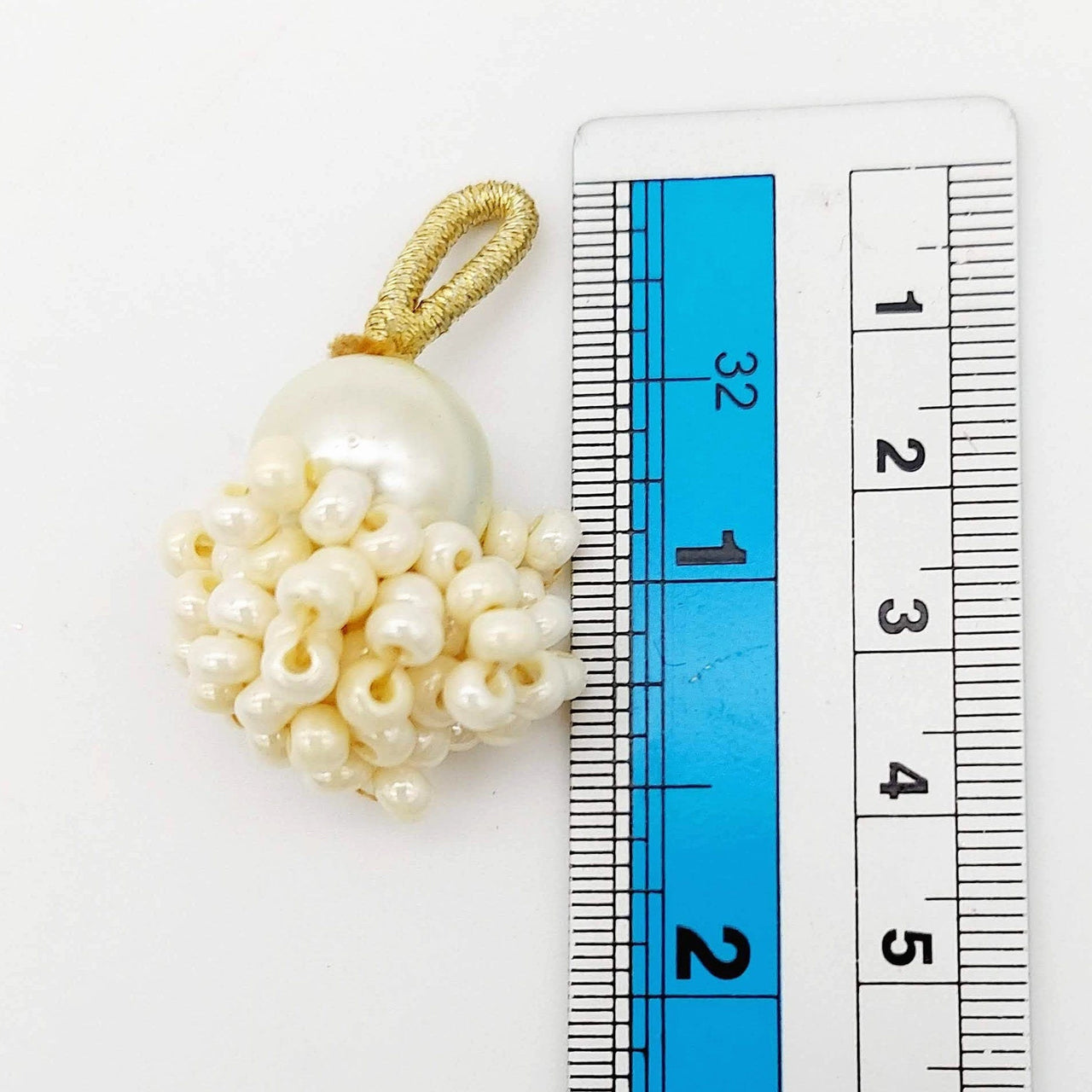 Cream Pearl Bead Tassels Latkan, Indian Latkans, Sewing Latkans