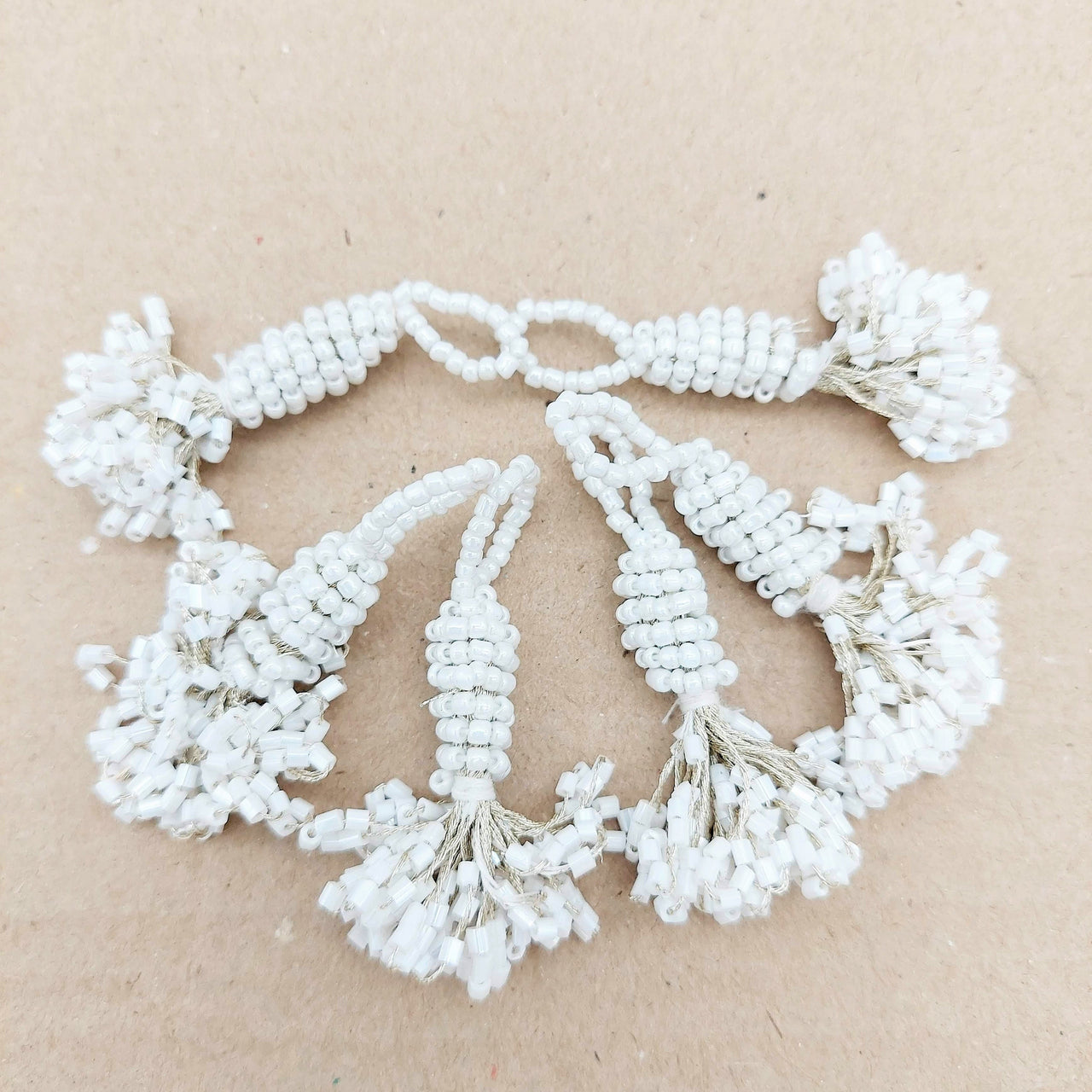 White Bead Tassels Latkan, Indian Latkans, Sewing Latkans