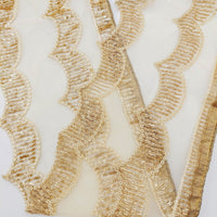 Thumbnail for Beige Net Scallop Lace Trim with Gold Sequins, Sari Border, Embroidered Trim