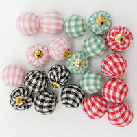 Thumbnail for Black and White Checkered Cotton Small Fabric Balls Tassel, Button with Ring Cap, Decorative Tassels