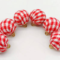 Thumbnail for Red and White Checkered Cotton Small Fabric Balls Tassel, Button with Ring Cap, Decorative Tassels
