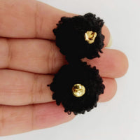 Thumbnail for Black Fur Fabric Ball Tassel, Button with Ring Cap, Decorative Tassels