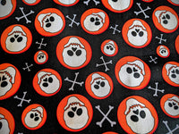 Thumbnail for Orange, Black And White Skull Cotton Fabric, Halloween Fabric