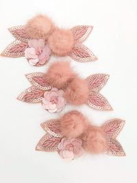 Thumbnail for Pink Hand Embroidered Floral Applique, Beaded and Sequins Applique