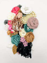 Thumbnail for Handcrafted Multicolor Floral Applique With Sequins Fringe Tassel