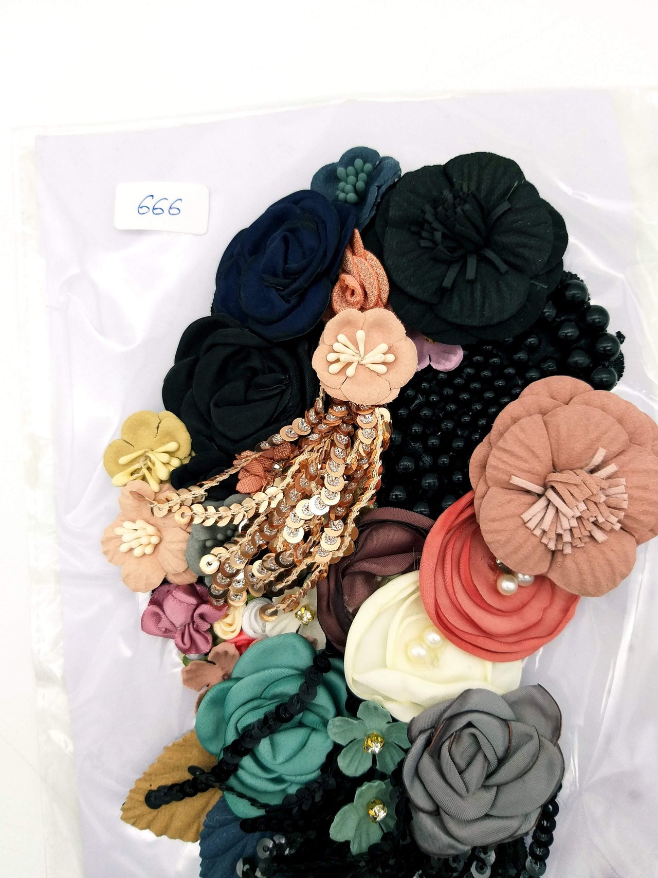 Handcrafted Multicolor Floral Applique With Sequins Fringe Tassel