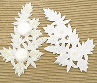 Thumbnail for White Hand Embroidered Floral Applique, Beaded Floral Motif With Feather Pom Pom, 1 Pc