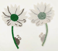 Thumbnail for Hand Embroidered White and Green Floral Applique With Snail, Beaded Applique, 1 Piece