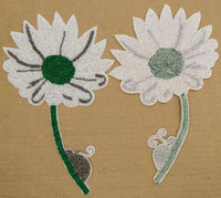 Thumbnail for Hand Embroidered White and Green Floral Applique With Snail, Beaded Applique, 1 Piece