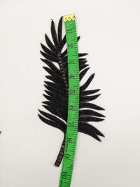 Thumbnail for Black Hand Embroidered Leaf Applique, Beaded Leaf Motif, Cutwork Applique