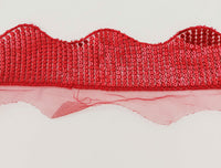 Thumbnail for Dark Red Net Scallop Lace Trim With Red Sequins, Decorative Trim, Bohemian Trim