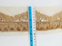 Thumbnail for Gold Net Lace Trim with Floral Embroidery and Sequins, Sari Border, Embroidered Trim
