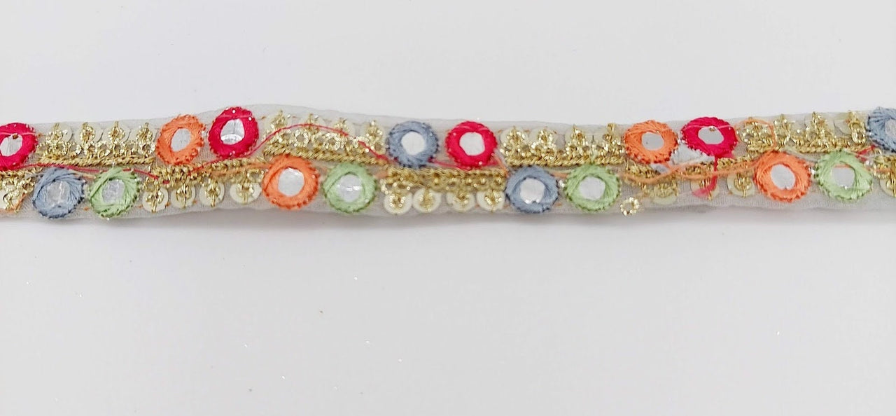 Embroidered Trim Sequins Trim 3 Yards Decorative Lace Sari Border Costume Ribbon Crafting Sewing Tape