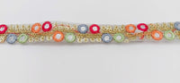 Thumbnail for Embroidered Trim Sequins Trim 3 Yards Decorative Lace Sari Border Costume Ribbon Crafting Sewing Tape