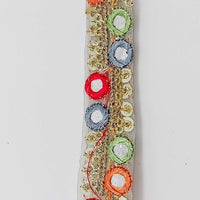 Thumbnail for Embroidered Trim Sequins Trim 3 Yards Decorative Lace Sari Border Costume Ribbon Crafting Sewing Tape