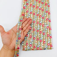 Thumbnail for Embroidered Trim Sequins Trim 3 Yards Decorative Lace Sari Border Costume Ribbon Crafting Sewing Tape