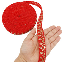Thumbnail for Net Embroidered Lace Trim Sequins Trim 3 Yards Decorative Sari Border Costume Ribbon Crafting Sewing Tape