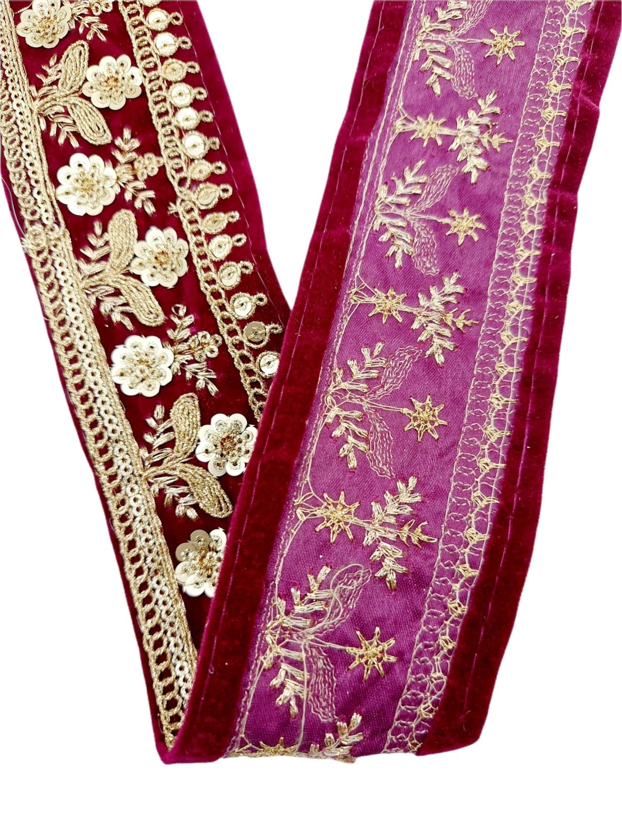 9 Yards Velvet Fabric Embroidered Trim Sequins Lace Sewing Trimming Sari Trim Indian Border