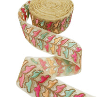 Thumbnail for 9 Yards Sheer Gold Tissue Embroidered Trim, Decorative Trim, Indian Sari Border Sequin Trimming