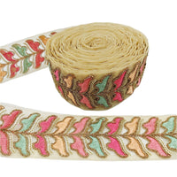 Thumbnail for 9 Yards Sheer Gold Tissue Embroidered Trim, Decorative Trim, Indian Sari Border Sequin Trimming