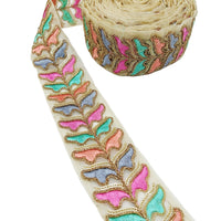 Thumbnail for 9 Yards Sheer Gold Tissue Embroidered Trim, Decorative Trim, Indian Sari Border Sequin Trimming