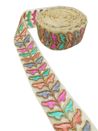 Thumbnail for Sheer Gold Tissue Embroidered Trim, Decorative Trim, Trim By Yard Indian Sari Border Sequin Trimming