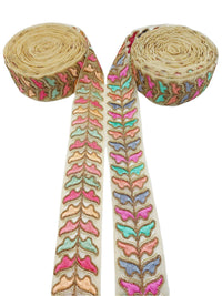 Thumbnail for Sheer Gold Tissue Embroidered Trim, Decorative Trim, Trim By Yard Indian Sari Border Sequin Trimming