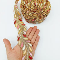 Thumbnail for 9 Yards Sheer Gold Tissue Embroidered Trim, Decorative Trim, Indian Sari Border Sequin Trimming